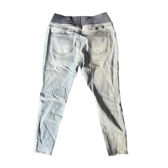 Women's Maternity Skinny Jeans Stretch Distressed Jeggings Pants Blue L - Picture 3 of 5